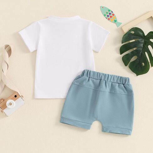 BULINGNA 2Pcs Baby Boy First Birthday Outfit Short Sleeve The Big One T-Shirt Top Casual Shorts Summer 1st Birthday Clothes in Saudi Arabia