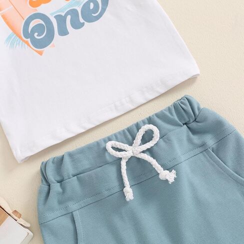 BULINGNA 2Pcs Baby Boy First Birthday Outfit Short Sleeve The Big One T-Shirt Top Casual Shorts Summer 1st Birthday Clothes in Saudi Arabia