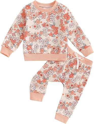 WZTYYDS Toddler Baby Girl Clothes 6 12 18 24 Months Fall Outfits Long Sleeves Sweatshirt Tops Pants Set 1-5T in Saudi Arabia