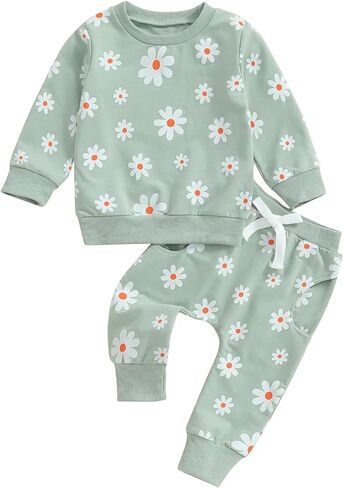 WZTYYDS Toddler Baby Girl Clothes 6 12 18 24 Months Fall Outfits Long Sleeves Sweatshirt Tops Pants Set 1-5T in Saudi Arabia
