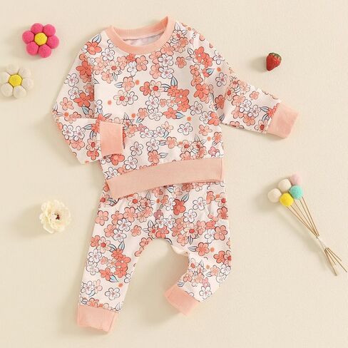WZTYYDS Toddler Baby Girl Clothes 6 12 18 24 Months Fall Outfits Long Sleeves Sweatshirt Tops Pants Set 1-5T in Saudi Arabia
