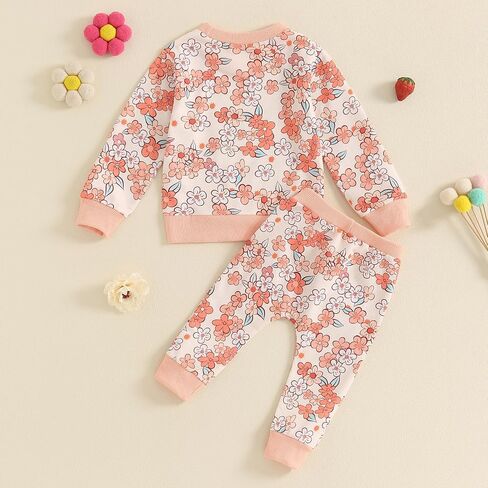 WZTYYDS Toddler Baby Girl Clothes 6 12 18 24 Months Fall Outfits Long Sleeves Sweatshirt Tops Pants Set 1-5T in Saudi Arabia