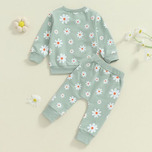WZTYYDS Toddler Baby Girl Clothes 6 12 18 24 Months Fall Outfits Long Sleeves Sweatshirt Tops Pants Set 1-5T in Saudi Arabia