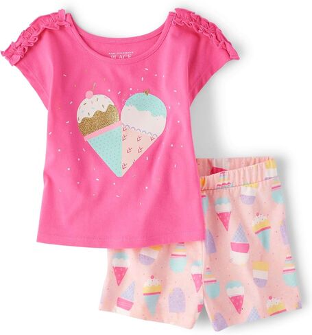 The Children's Place Baby Girls' And Toddler Short Sleeve Top and Shorts 2-piece Set in Saudi Arabia
