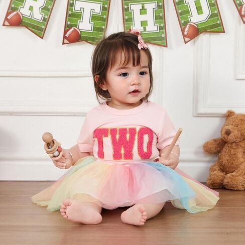 FIOMVA Toddler Girl Birthday Outfit Two Three Four Five Six Birthday Shirt+Tutu Tulle Skirt Birthday Clothes in Saudi Arabia