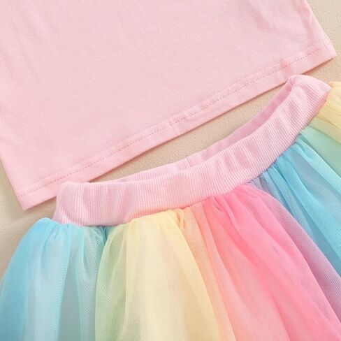 FIOMVA Toddler Girl Birthday Outfit Two Three Four Five Six Birthday Shirt+Tutu Tulle Skirt Birthday Clothes in Saudi Arabia