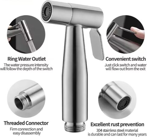 Premium Stainless steel Handheld Bidet Sprayer for Toilet, Easy Install Hygiene Tool, Sprayer Kit for Cloth Diaper, Toilet Sprayer for Feminine Wash, Sprayer for Pet, Wall or Toilet Mount. in Saudi Arabia