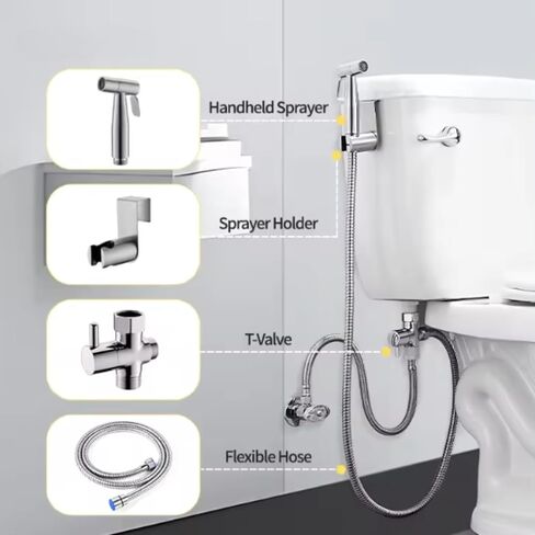 Premium Stainless steel Handheld Bidet Sprayer for Toilet, Easy Install Hygiene Tool, Sprayer Kit for Cloth Diaper, Toilet Sprayer for Feminine Wash, Sprayer for Pet, Wall or Toilet Mount. in Saudi Arabia