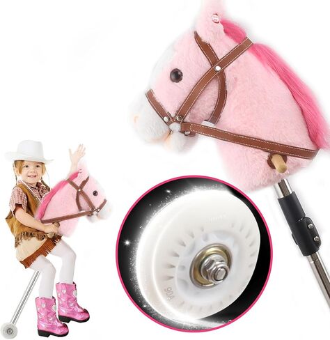 Stick Horse for Children Ages 3-12, telescoping Adjustable Length 44-52 inches Stainless Steel Thickened Material. (Brown) in Saudi Arabia