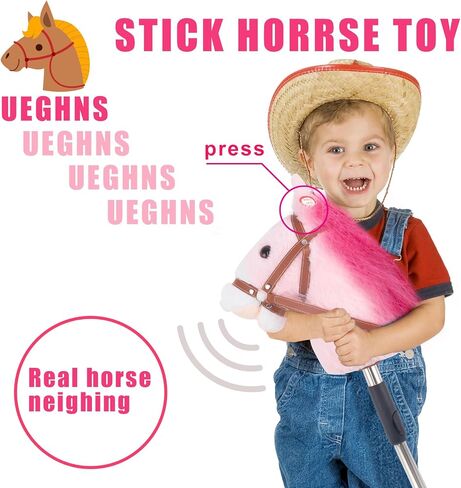 Stick Horse for Children Ages 3-12, telescoping Adjustable Length 44-52 inches Stainless Steel Thickened Material. (Brown) in Saudi Arabia