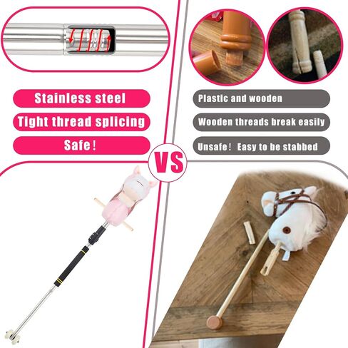 Stick Horse for Children Ages 3-12, telescoping Adjustable Length 44-52 inches Stainless Steel Thickened Material. (Brown) in Saudi Arabia
