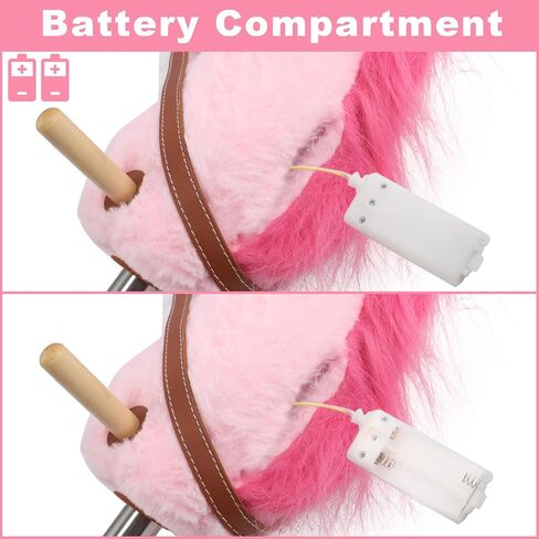 Hobby Horse, 30" to 50" Stick Horse for Cowboys Plush Handcrafted Hobby Horse on a Stick Real Pony Neighing and Galloping Sounds Stainless Steel Pole with Lighting Wheels Sponge Grip in Saudi Arabia
