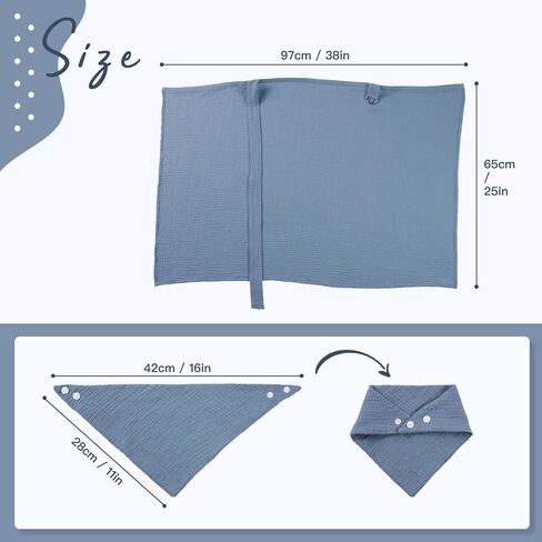 2Pack Muslin Nursing Cover for Breastfeeding, Breathable Breastfeeding Cover up with Rigid Hoop for Women, Nursing Apron (Included Four Baby Bibs) in Saudi Arabia