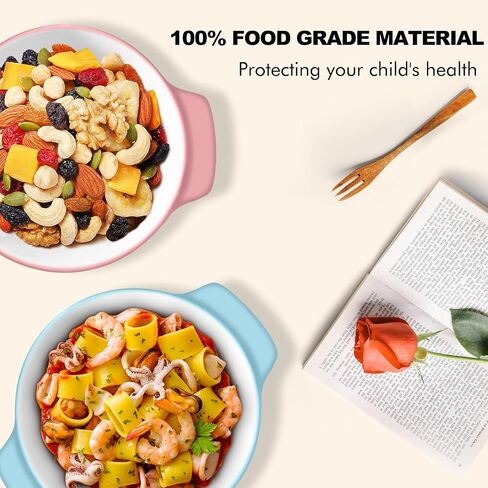 وعاء شفط سيراميك من Mrs. Chou™ للأطفال الرضع والأطفال الصغار، كوب شفط من السيليكون غير قابل للانزلاق، أغطية خالية من مادة BPA، تغذية مستقلة، أساسيات التغذية الذاتية في المرحلة الأولى، وحدة تغذية للوجبات الخفيفة في مرحلة الفطام باللون الأزرق in Kuwait