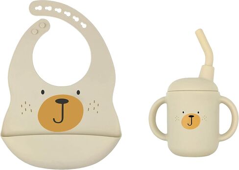 Baby Feeding Set with Silicone Cup and Bib, 4.5 oz Cup, Dishwasher Safe, 6-18 Months (Blue/Koala) in Saudi Arabia