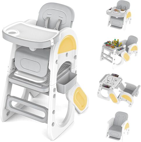 Convertible Highchair for Babies & Toddlers| Studying Table| Table and Chair Set | Building Block Table | Toddler Chair with Safety Harness,Double Removable Tray,Adjustable Seat Back in Saudi Arabia
