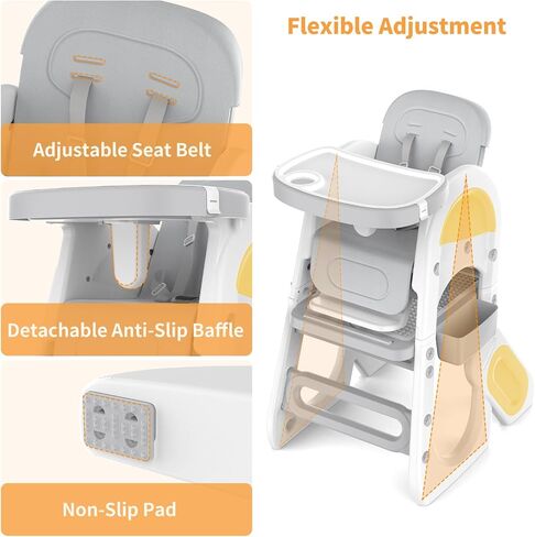 Convertible Highchair for Babies & Toddlers| Studying Table| Table and Chair Set | Building Block Table | Toddler Chair with Safety Harness,Double Removable Tray,Adjustable Seat Back in Saudi Arabia