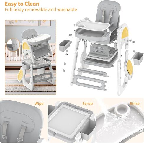 Convertible Highchair for Babies & Toddlers| Studying Table| Table and Chair Set | Building Block Table | Toddler Chair with Safety Harness,Double Removable Tray,Adjustable Seat Back in Saudi Arabia