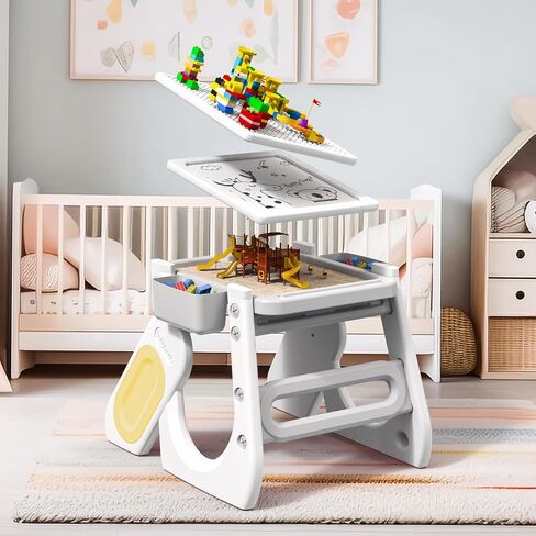 Convertible Highchair for Babies & Toddlers| Studying Table| Table and Chair Set | Building Block Table | Toddler Chair with Safety Harness,Double Removable Tray,Adjustable Seat Back in Saudi Arabia