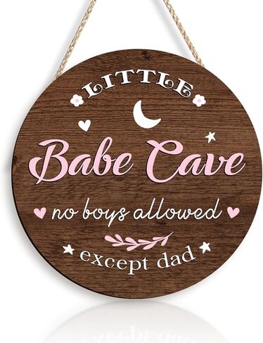 ديكور غرفة الطفل 30.48 سم دائري وردي خشبي للفتيات ديكور حضانة ليتل بيب كهف جدار الفن لغرفة النوم وغرفة المعيشة والشرفة المعلقة ومزرعة الطراز in Kuwait