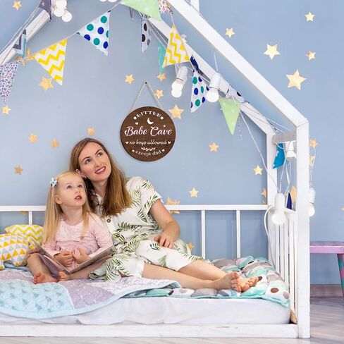 ديكور غرفة الطفل 30.48 سم دائري وردي خشبي للفتيات ديكور حضانة ليتل بيب كهف جدار الفن لغرفة النوم وغرفة المعيشة والشرفة المعلقة ومزرعة الطراز in Kuwait