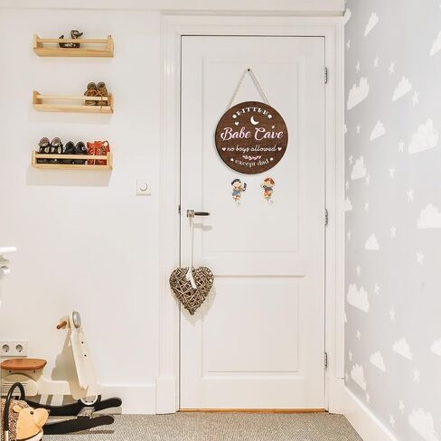 ديكور غرفة الطفل 30.48 سم دائري وردي خشبي للفتيات ديكور حضانة ليتل بيب كهف جدار الفن لغرفة النوم وغرفة المعيشة والشرفة المعلقة ومزرعة الطراز in Kuwait