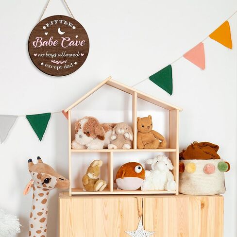 ديكور غرفة الطفل 30.48 سم دائري وردي خشبي للفتيات ديكور حضانة ليتل بيب كهف جدار الفن لغرفة النوم وغرفة المعيشة والشرفة المعلقة ومزرعة الطراز in Kuwait