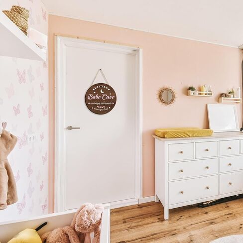 ديكور غرفة الطفل 30.48 سم دائري وردي خشبي للفتيات ديكور حضانة ليتل بيب كهف جدار الفن لغرفة النوم وغرفة المعيشة والشرفة المعلقة ومزرعة الطراز in Kuwait