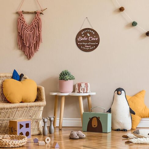 ديكور غرفة الطفل 30.48 سم دائري وردي خشبي للفتيات ديكور حضانة ليتل بيب كهف جدار الفن لغرفة النوم وغرفة المعيشة والشرفة المعلقة ومزرعة الطراز in Kuwait