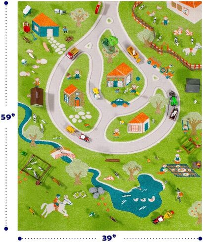 سجادة لعب ثلاثية الأبعاد ناعمة وسميكة من IVI Farm غير سامة ولا تسبب الحساسية، مقاومة للبقع للأطفال الرضع والأطفال الصغار وغرفة اللعب التعليمية وغرفة النوم، 59 بوصة طول × 39 بوصة عرض in Kuwait