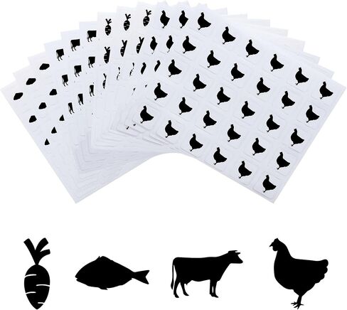 OLYCRAFT 1200pcs 4 Styles Black Meal Stickers 1 Inch Food Choice Sticker Beef/Chicken/Fish/Carrot Wedding Meal Indicator Stickers Kitchen Stickers for Place Card Wedding Party Supplies in Saudi Arabia