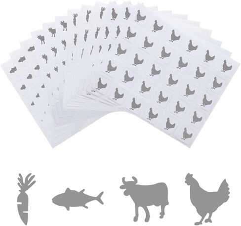 OLYCRAFT 1200pcs 4 Styles Black Meal Stickers 1 Inch Food Choice Sticker Beef/Chicken/Fish/Carrot Wedding Meal Indicator Stickers Kitchen Stickers for Place Card Wedding Party Supplies in Saudi Arabia