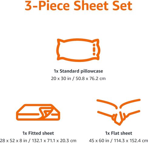 Amazon Basics Kid's Soft Easy-Wash Lightweight Microfiber 3-Piece Sheet Set, Twin, Bright Aqua, Solid in Kuwait