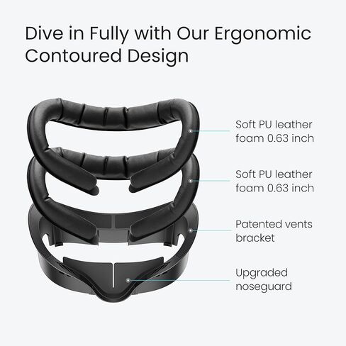 واجهة الوجه V3 بتصميم KIWI متوافقة مع ملحقات Meta Quest 3، وسادتين للوجه من جلد البولي يوريثان in Kuwait