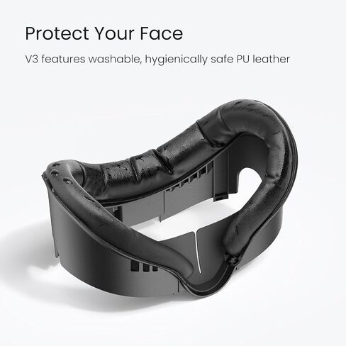 واجهة الوجه V3 بتصميم KIWI متوافقة مع ملحقات Meta Quest 3، وسادتين للوجه من جلد البولي يوريثان in Kuwait