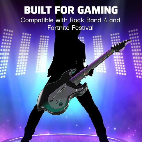 PDP RIFFMASTER Wireless Guitar Controller for Xbox Series X|S, Xbox One, Windows 10/11 PC, Rock Band 4, Audio Jack, Rechargeable Battery, Officially Licensed by Microsoft - Black in Saudi Arabia