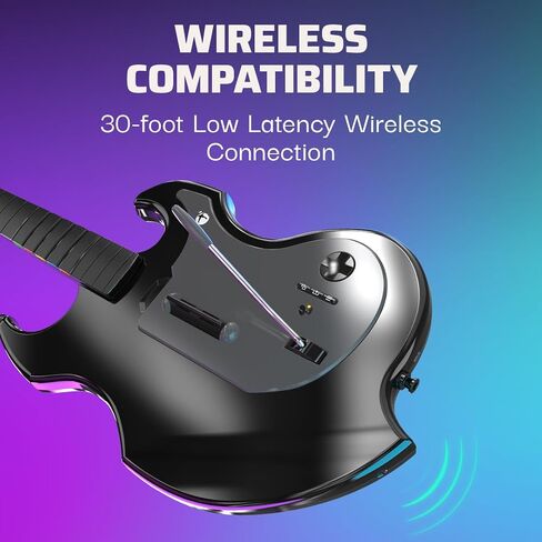 PDP RIFFMASTER Wireless Guitar Controller for Xbox Series X|S, Xbox One, Windows 10/11 PC, Rock Band 4, Audio Jack, Rechargeable Battery, Officially Licensed by Microsoft - Black in Saudi Arabia