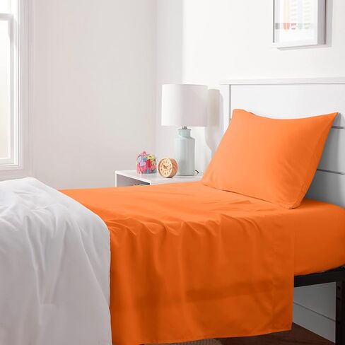 Amazon Basics Kid's Soft Easy-Wash Lightweight Microfiber 3-Piece Sheet Set, Twin, Bright Aqua, Solid in Kuwait