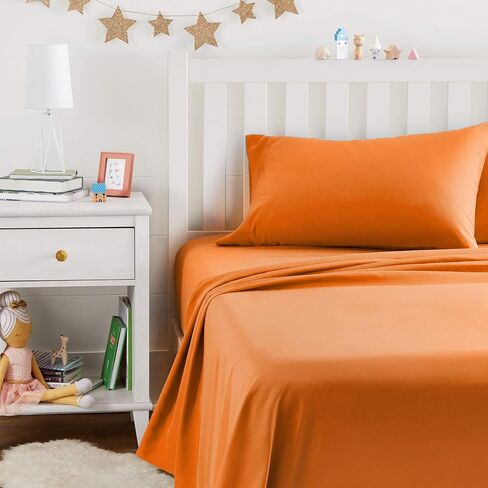 Amazon Basics Kid's Soft Easy-Wash Lightweight Microfiber 3-Piece Sheet Set, Twin, Bright Aqua, Solid in Kuwait