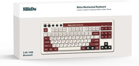 لوحة مفاتيح ميكانيكية 8BitDo Retro، بلوتوث/2.4G/USB-C، لوحة مفاتيح ألعاب قابلة للتبديل السريع مع 87 مفتاحًا، وأزرار سوبر مزدوجة وعصا فائقة لنظام التشغيل Windows وAndroid - إصدار C64 in Kuwait