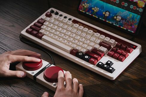 لوحة مفاتيح ميكانيكية 8BitDo Retro، بلوتوث/2.4G/USB-C، لوحة مفاتيح ألعاب قابلة للتبديل السريع مع 87 مفتاحًا، وأزرار سوبر مزدوجة وعصا فائقة لنظام التشغيل Windows وAndroid - إصدار C64 in Kuwait