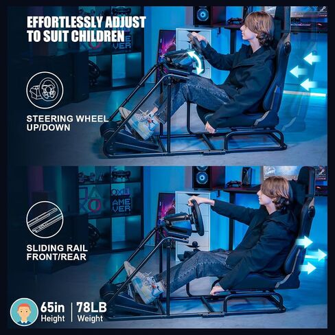 GTPLAYER Racing Simulator Cockpit with Gaming Chair and Bluetooth Speakers, Racing Style Reclining Seat and Sleigh Shape Alloy Steel Frame (Black) in Saudi Arabia