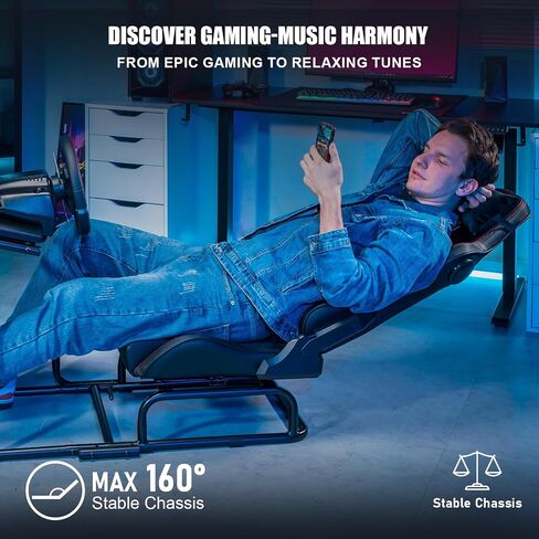 GTPLAYER Racing Simulator Cockpit with Gaming Chair and Bluetooth Speakers, Racing Style Reclining Seat and Sleigh Shape Alloy Steel Frame (Black) in Saudi Arabia