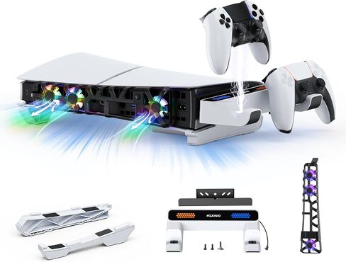 NexiGo Horizontal Stand for New PS5 Slim and Pro Console, [Minimalist Design], Base Stand for PS5 Accessories, Compatible with PlayStation 5 Slim/Pro Disc & Digital Editions, White in Saudi Arabia