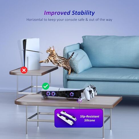 NexiGo Horizontal Stand for New PS5 Slim and Pro Console, [Minimalist Design], Base Stand for PS5 Accessories, Compatible with PlayStation 5 Slim/Pro Disc & Digital Editions, White in Saudi Arabia