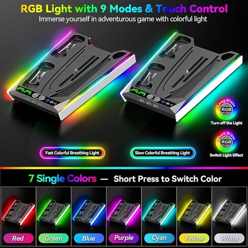 مجموعة أدوات التثبيت على الحائط لجهاز PS5 مع محطة شحن و9 مصابيح RGB لجهاز PS5 Edge ووحدة التحكم المزدوجة، ومحطة تبريد PS5 مع مروحة ثلاثية المستويات، وجدار حامل PS5 لأقراص PS5/PS5 النحيفة والرقمية، وحامل ملحقات PS5 على الرف in Kuwait