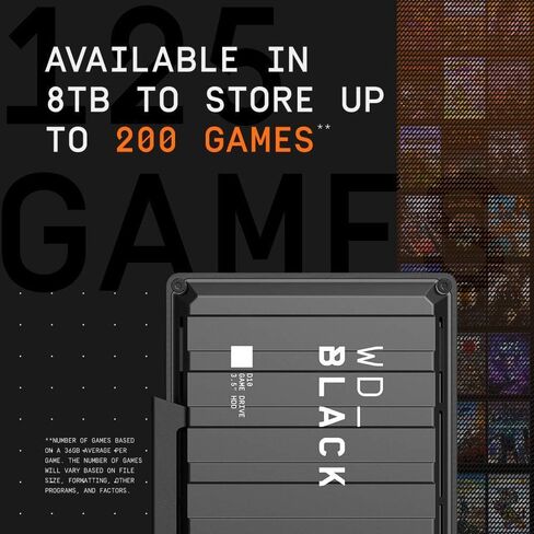 WD_Black 8TB D10 Game Drive, Portable External Hard Drive HDD Compatible with Playstation, Xbox, PC, & Mac - WDBA3P0080HBK-NESN (Renewed) in Saudi Arabia