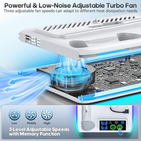 PS5 Slim / PS5 Cooling Station with 3-Level Cooling Fan, PS5 /PS5 Slim Stand with Controller Charger for All Playstation 5 Console, PS5/ PS5 Slim Accessories, PS5 Cooler with RGB Charging Station in Saudi Arabia