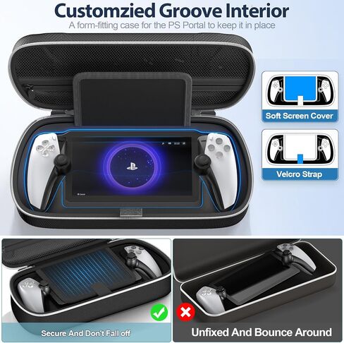 PS Portal Carry Case Compatible with Playstation Portal Remote Player, PS5 Portal Case with Zip Pocket for PS Portal Accessories, Black PS5 Portal Carrying Case, Hard Travel Case bag for PS Portal in Saudi Arabia