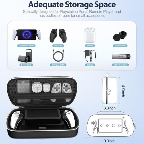 PS Portal Carry Case Compatible with Playstation Portal Remote Player, PS5 Portal Case with Zip Pocket for PS Portal Accessories, Black PS5 Portal Carrying Case, Hard Travel Case bag for PS Portal in Saudi Arabia